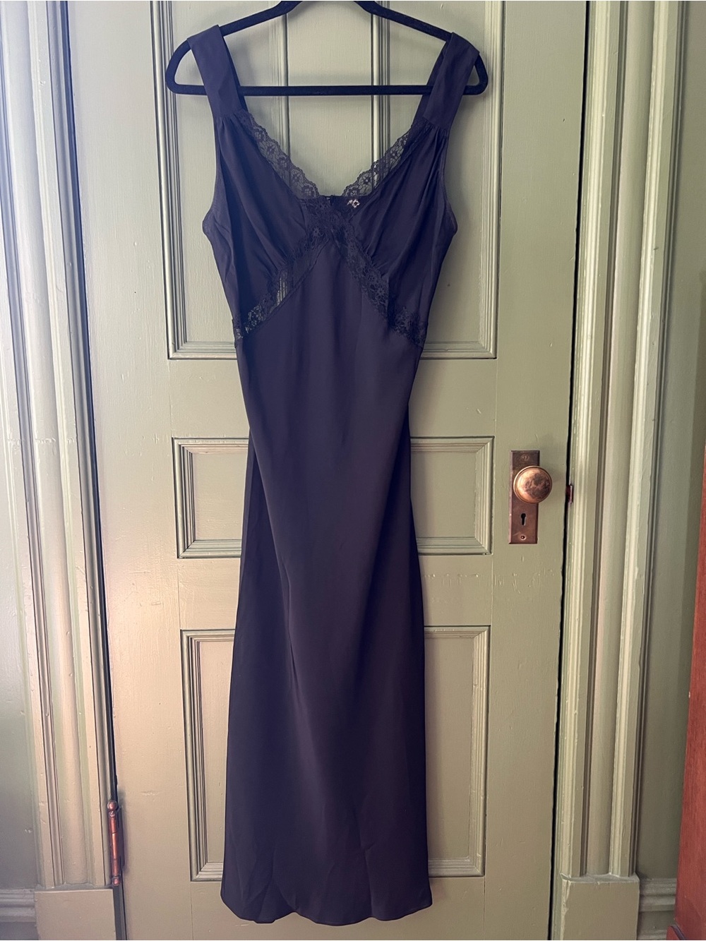 Reformation Women’s Black Lace-Trim Slip Dress - altered